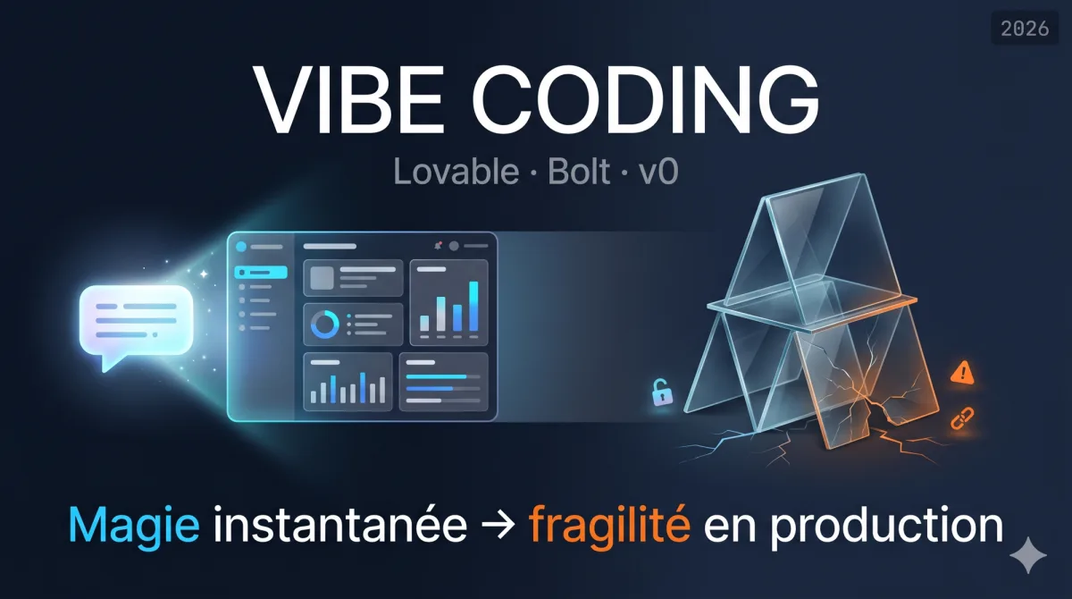 Vibe coding : votre démo en 24 h ne fera jamais tourner votre entreprise (ce que personne ne vous dit sur Lovable, Bolt et v0)