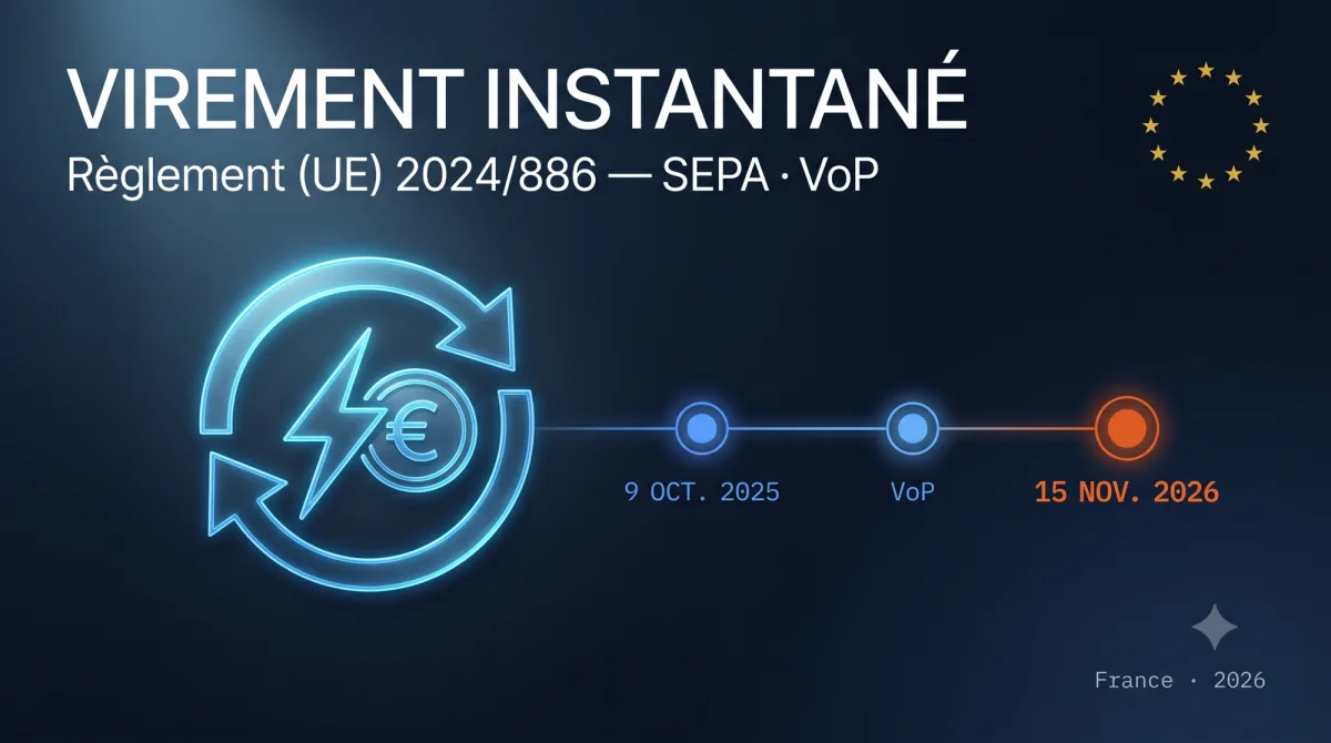 Virement SEPA instantané et Vérification du Bénéficiaire (VoP) : le règlement UE 2024/886 change la façon dont les PME paient, avec une échéance au 15 novembre 2026