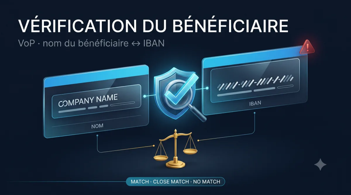 La Vérification du Bénéficiaire (VoP) compare le nom du bénéficiaire et l'IBAN avant chaque virement, mais la décision d'exécuter et la responsabilité restent à l'entreprise